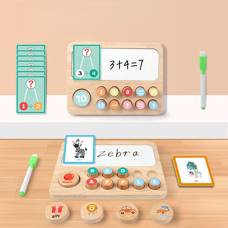 Board Game Operation - Montessori Wooden Number Board Alphabet Cognitive