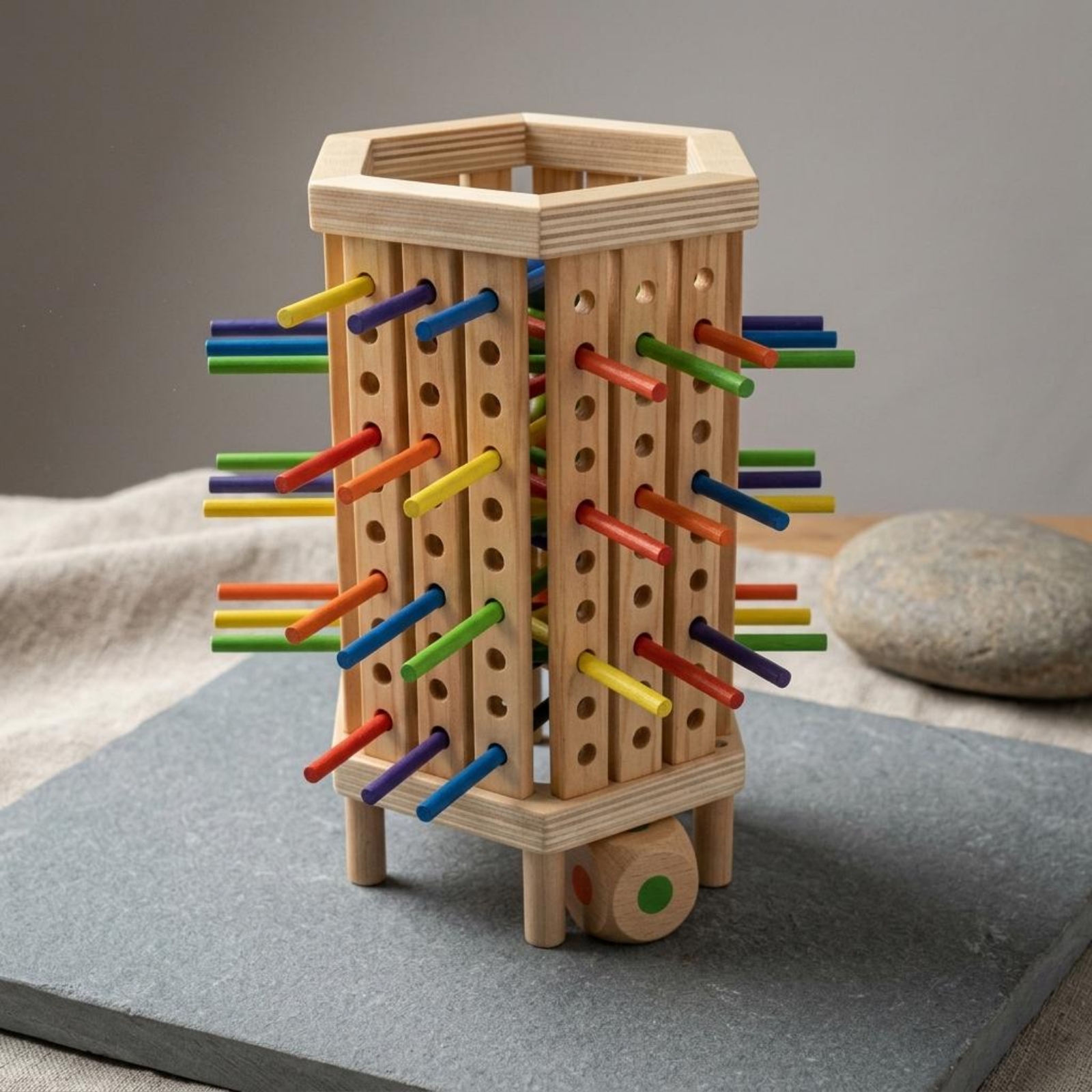 Stick and Dice Game Hexagonal  - Dice Tower Wooden incelemesi ve fiyatı