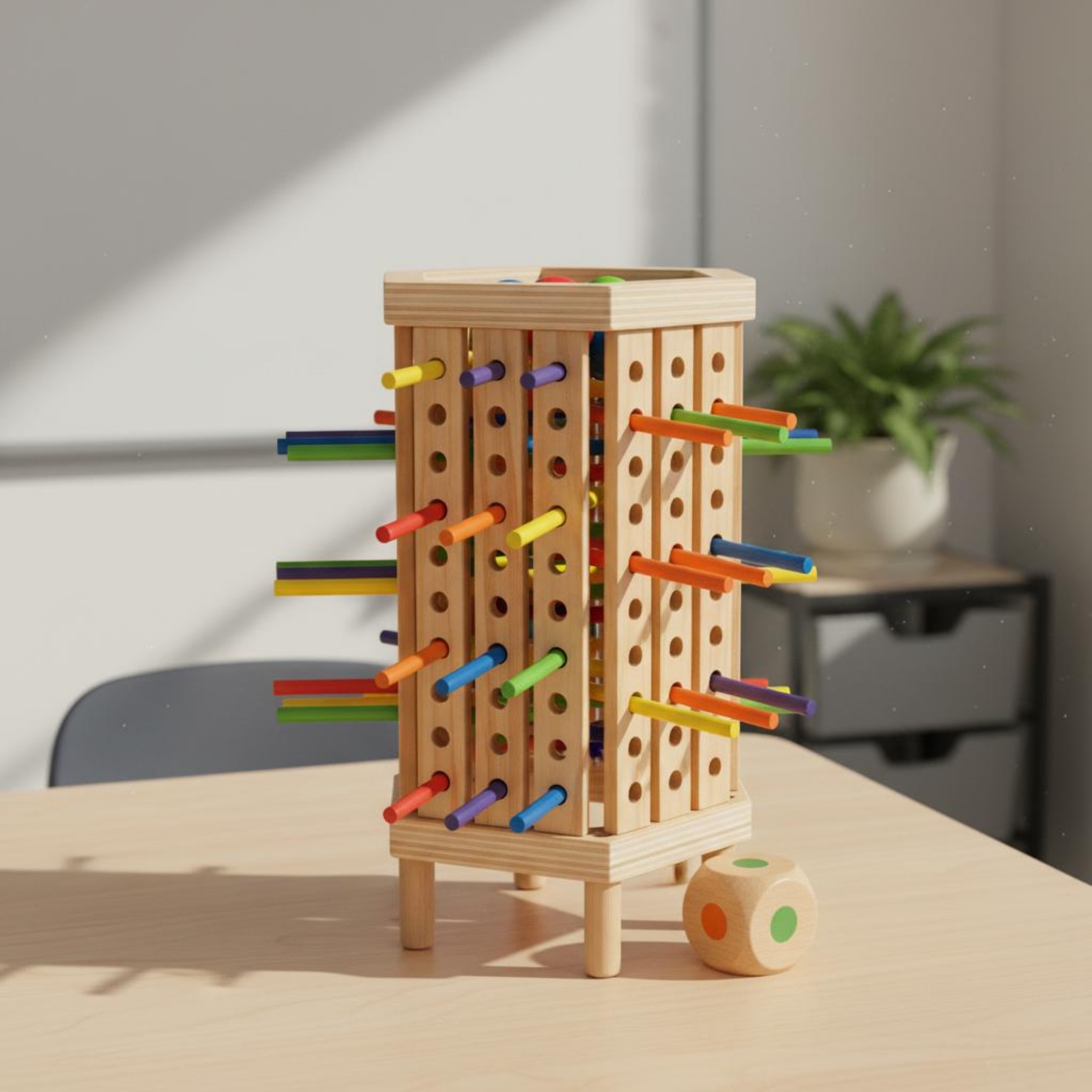 Stick and Dice Game Hexagonal  - Dice Tower Wooden incelemesi ve fiyatı