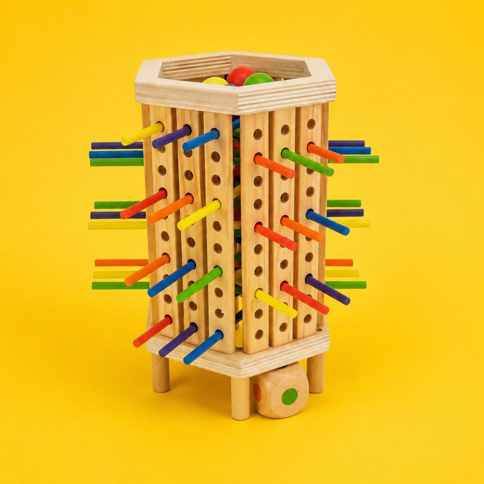 Stick and Dice Game Hexagonal  - Dice Tower Wooden incelemesi ve fiyatı