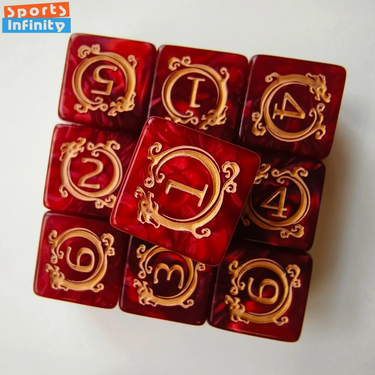 10pcs/set Dragon Print Number  - Dice Tower Wooden incelemesi ve fiyatı