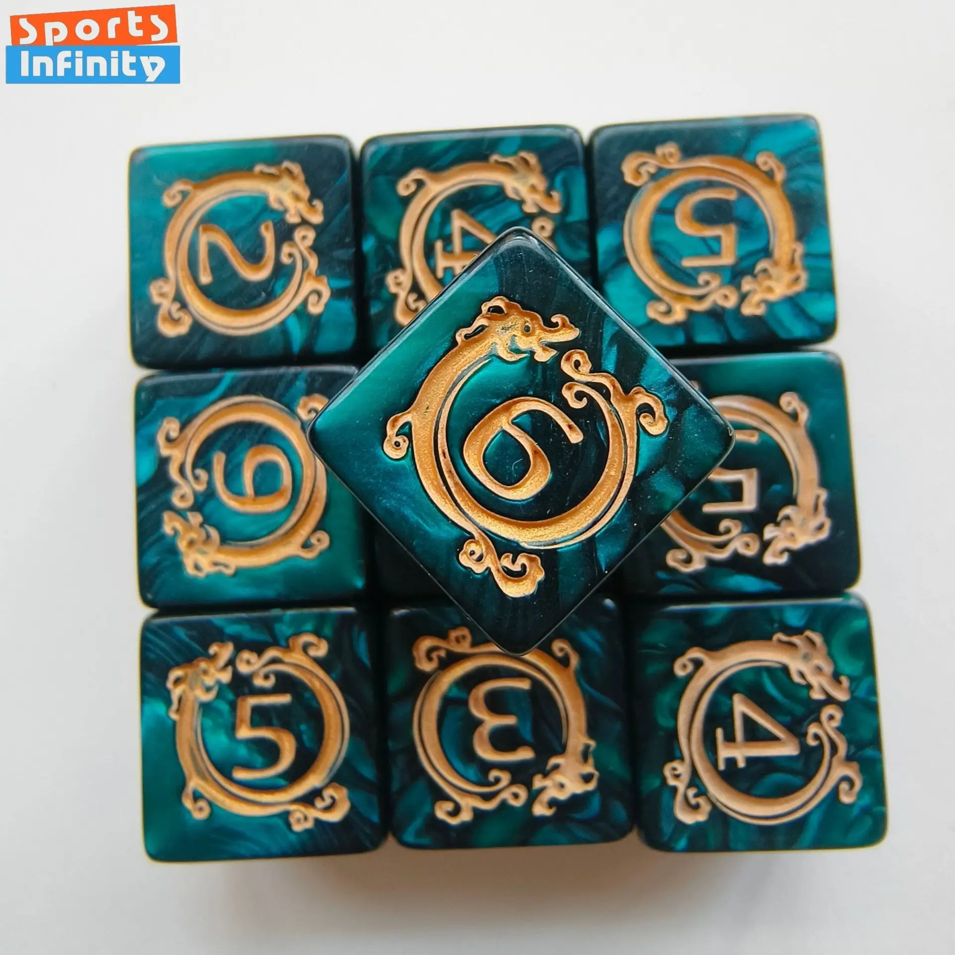 10pcs/set Dragon Print Number  - Dice Tower Wooden incelemesi ve fiyatı