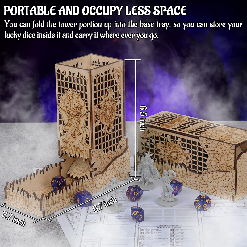 D&D Dice Tower with Tray Wood  - Dice Tower Wooden incelemesi ve fiyatı