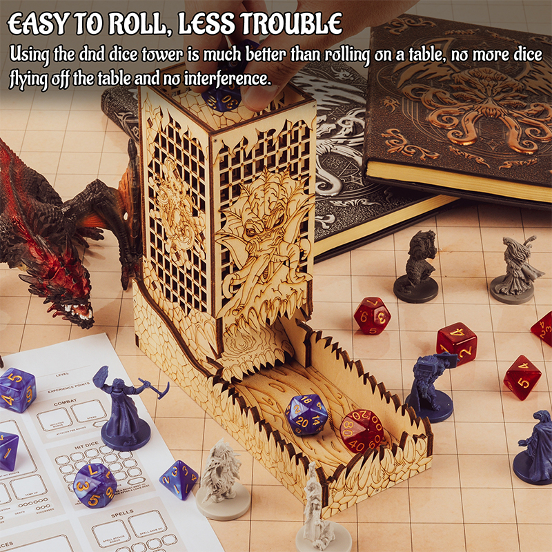 D&D Dice Tower with Tray Wood  - Dice Tower Wooden incelemesi ve fiyatı