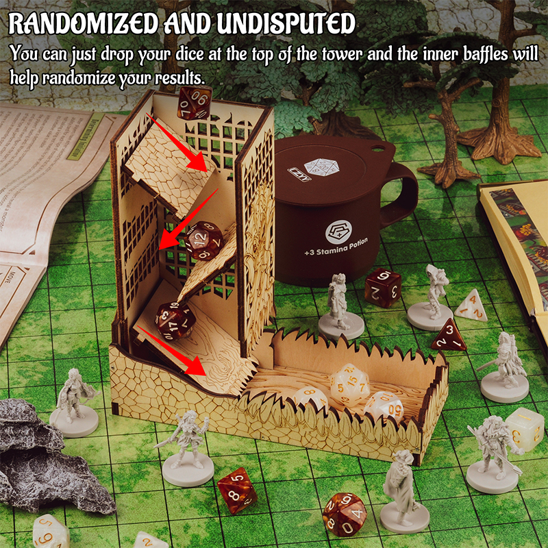 D&D Dice Tower with Tray Wood  - Dice Tower Wooden incelemesi ve fiyatı