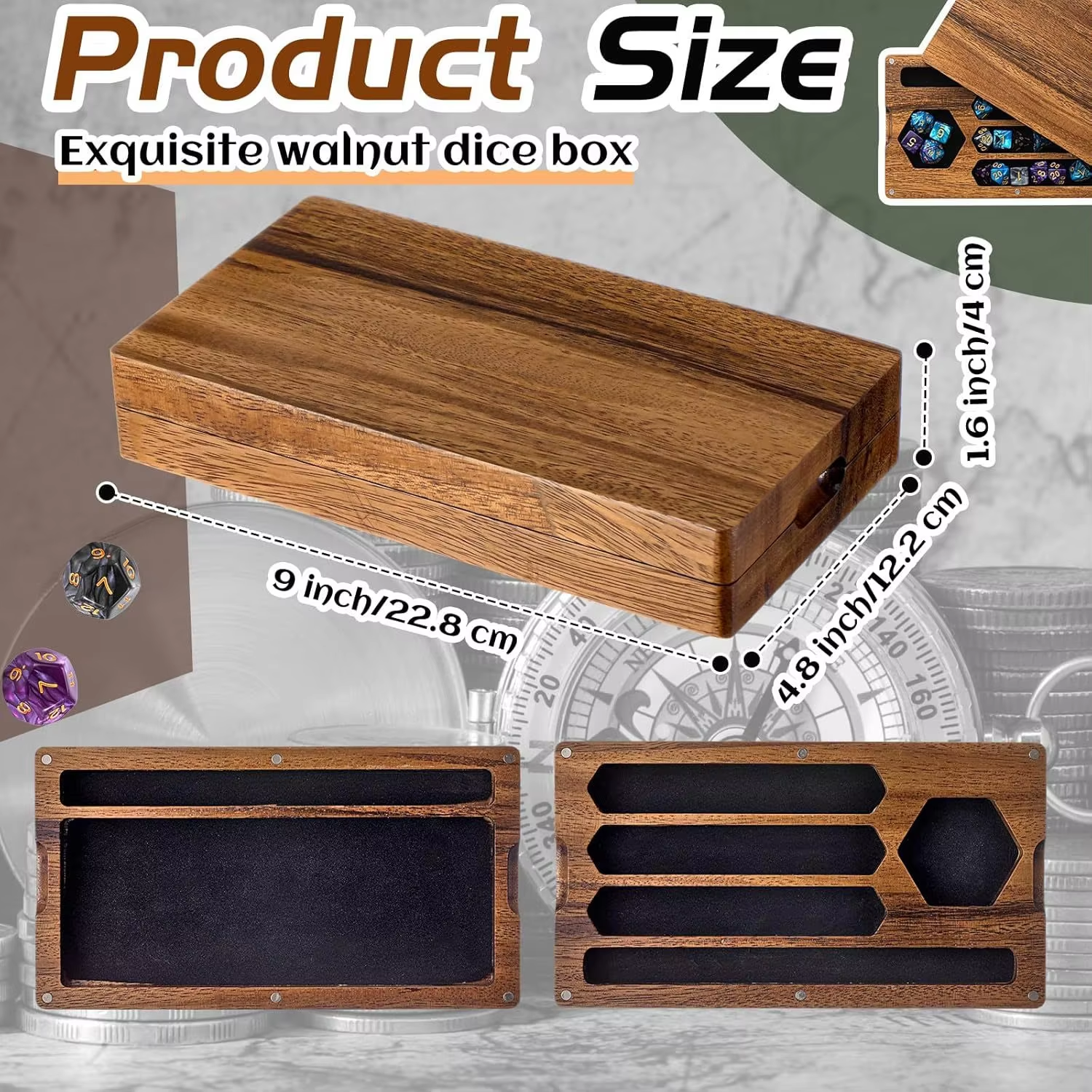 Wooden Dice Storage Box Walnut - Dice Tower Wooden incelemesi ve fiyatı